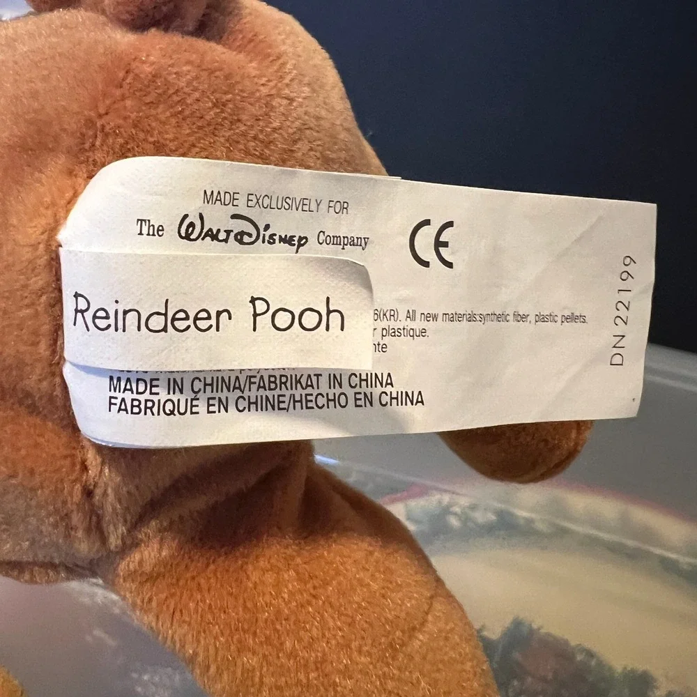 Disney‎ Store Reindeer Pooh Mini Bean Bag Plush 1999 Exclusive Winnie the Pooh